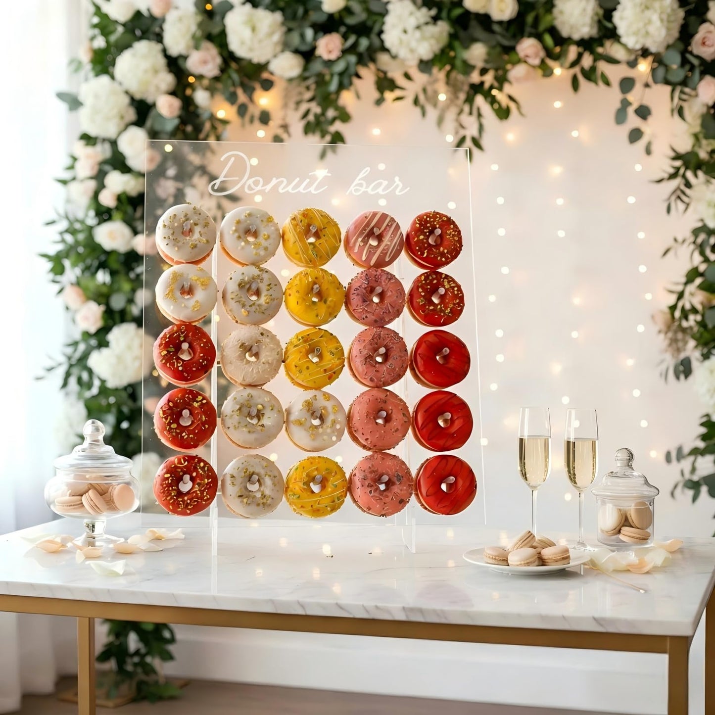 ZOOYOO Large Acrylic Donut Wall Holds 50 Donuts - 26x22 Inch Donut Display Stand for Wedding, Baby Shower, Birthday Party Decor - Dessert Table Centerpiece