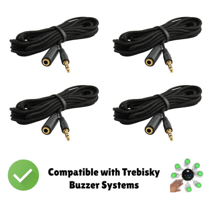 Trebisky Quiz Answer Game Buzzer Standalone System w/ LED Light Buttons 15ft Extension Cables (4-Pack Extension)