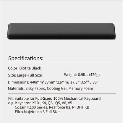 Faluber Cooling Gel Wrist Rest, 17.3-inch Length for Full-Sized Keyboard, Memory Foam Palm Rest with Non-Slip Footpad, Ergonomic Design, Stain Resistant, PC Accessory Gaming Gear (Large-Full Size)