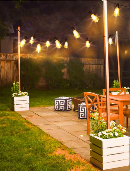 Larkvue 75FT(3x25FT) Outdoor String Lights, Patio Lights with 30+3 LED Dimmable Waterproof Connectable ST38 Bulbs for Outside Porch Balcony, Black