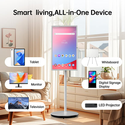 Portable Smart Board,32 Inch 4HD Portable Touch Screen with 8MP Camera, Google EDLA-Certified，Android 14，8+128GB Touchscreen Digital Display for Hybrid Classroom and Home Office（Built-in Battery）