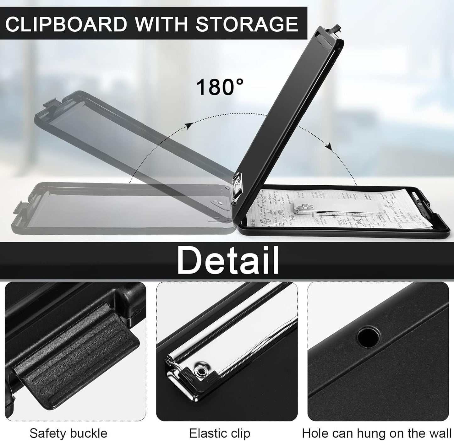 Geyee 24 Pcs Clipboard with Storage Plastic Foldable Nursing Clipboard Storage with Pen Holder 9. 5 x 13. 4 Inch Foldable Clip Board with Low Profile Clip for Student Teacher Nurse Office Supplies