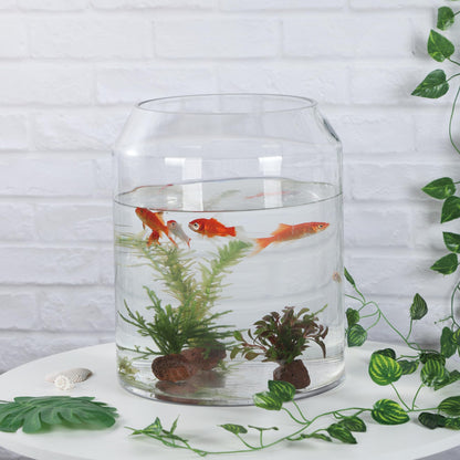13" High 10.6" Wide Large Handmade Clear Modern Glass Vase, Glass Flower Vase, Scandinavian Glass Vase, Glass Container, Glass Terrarium, Hurricane, Fish Bowl, Centerpiece (Clear, 10.6"x13")
