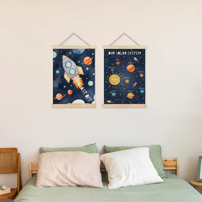 URLLUAE Solar System Poster Hanger Frame, Outer Space Room Decor, Solar System for Kids, 12x16 Inches Set of 2