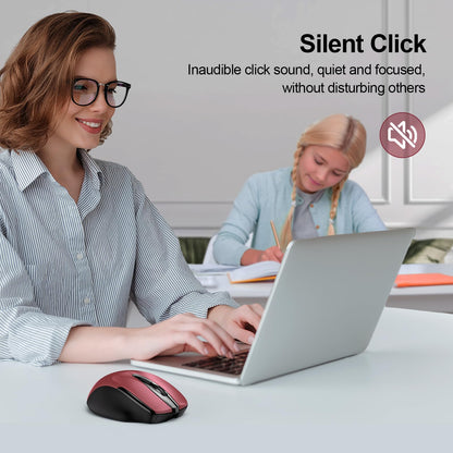 TECKNET Wireless Mouse Rechargeable, 2.4G USB-A Silent Mouse, Quiet Click, 6 Adjustable 4800 DPI, Cordless Computer Mice, Ergonomic Mice for Laptop, 6 Buttons for Chromebook, Ergo Grip - Black