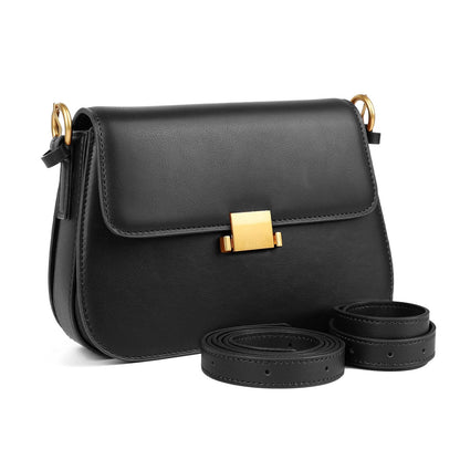 MoreFarther Crossbody Bags for Women, Genuine Leather Shoulder Bag Crossbody Purses with Removable Adjustable Straps（Black）