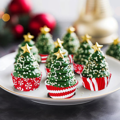 Whaline 600Pcs Christmas Candy Cupcake Liners Peppermint Baking Cups Holders Candy Cane Cupcake Wrappers Red White Candy Muffin Liners for Xmas Holiday Birthday Party Candy Make Baking Supplies