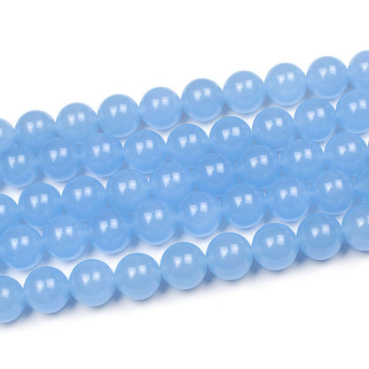 MJDCB Natural Aquamarine Chalcedony Round Loose Beads for Jewelry Making DIY Bracelet Necklace (12mm)