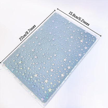 A5 Jelly Planner Cover, Fits A5 Hobonichi Cousin, Midori and Stalogy Notebooks, Glitter Star Design