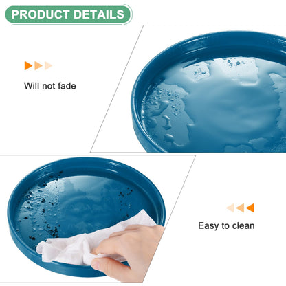 M METERXITY 2-Pack Ceramic Plant Saucer, 5.4 Inch OD Round Plant Saucers Flower Pot Saucers for Indoors/Outdoors Plant Pot, Ceramic Drain Tray [Blue]