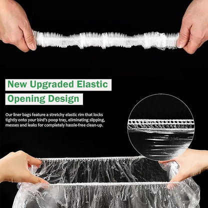 50 Pack Disposable Bird Cage Liners, Clear Plastic, 24 * 16 Inches, Leak-Proof, Universal Tray Liner Bags for Parrots, Canaries, Cockatiels