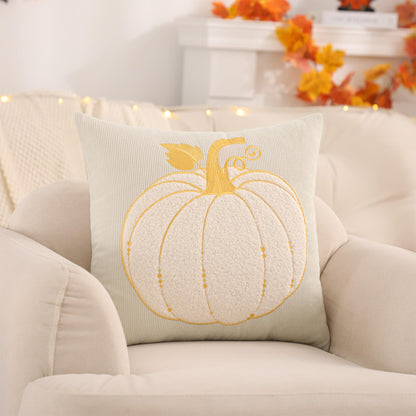 LUOYEHK Halloween Pillow Covers 18x18 Set of 2 Fall Pumpkin Decorative Throw Pillow Covers Thanksgiving Farmhouse Corduroy Cushion Covers for Couch Sofa Bed