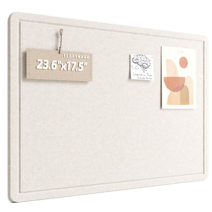 Fluxynara Bulletin Board, 23.6" x 17.5" Cork Board Alternative with 12 Safe Removable Adhesive Tabs, Foldable Felt Pin Board for Home Office, Classroom, Bedroom,Entryway for Walls—Oatmeal