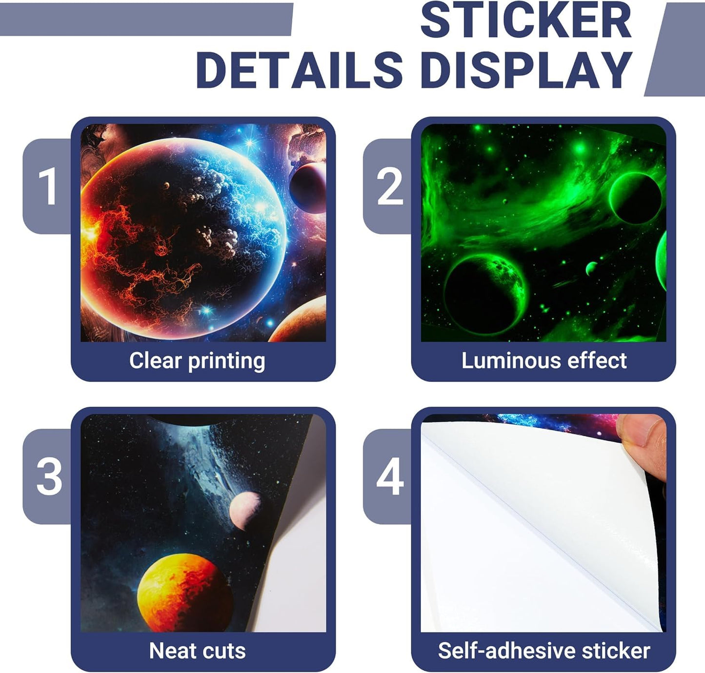 Quanhaigou Glow in The Dark 3D Space Wall Decals, Set of 3 Galaxy Window Stickers for Wall,Planet Themed Room Decor for Kids Boys (Galaxy Glow Green)