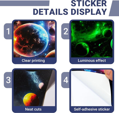 Quanhaigou Glow in The Dark 3D Space Wall Decals, Set of 3 Galaxy Window Stickers for Wall,Planet Themed Room Decor for Kids Boys (Galaxy Glow Green)
