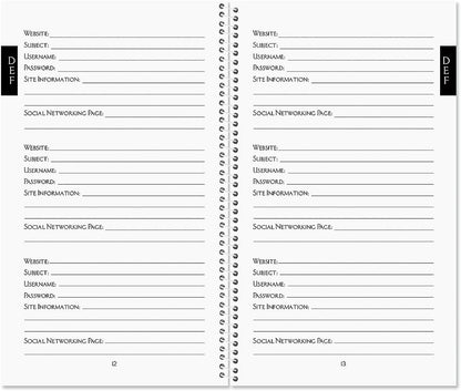 Current Mary Engelbreit Password & PIN Keeper Book, 94 Pages, 5” x 8.5” Size Spiral Bound, Soft Cover Internet Organizer for Offline Website, Login, & Username Storage