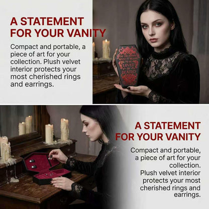 Wanbeiooray Gothic Coffin Jewelry Box, Velvet Skull for Goth Girls
