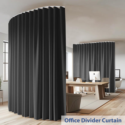 cbsroro Room Divider Curtains Ceiling Mounted Track Sets Extra Wide Blackout Curtain Flexible Tracks for Bedroom Privacy Partition Separator, 1 Panel Black Drape and White Rail, W8.3 x H7ft