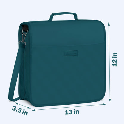 SUNEE Zipper Binder 3 Ring, 3 Inch O-Ring with Handle and Shoulder Strap, 600-Sheet Capacity, 5-Tab Expanding File Folder, Multi-Pockets for Middle School Organizer Binder with Zipper, Dark Teal-Green