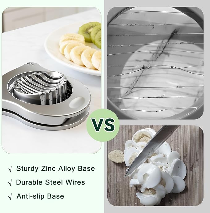 Egg Slicer with Zinc Alloy and Stainless Steel Wires, Hard Boiled Egg Cutter for Salads and Sandwiches