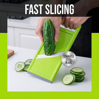 Handheld vegetable Slicer Potato Slicer: Suitable for Potatoes, Carrots, Zucchini, Cucumbers, Onions, Eggplants, Suitable for Making Potato Chips and Using Vegetable French (Green)