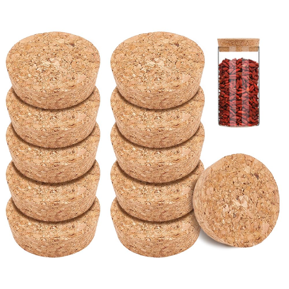 BENECREAT 12 Pcs Cork Bottle Stoppers, Cork Plug, Replacement Corks for Wines, Decorative Bottles, Jars, Arts, DIY Crafts, 2.2 inch in Diameter