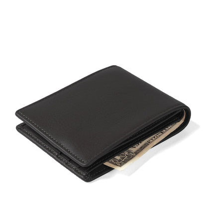 Leatherology Black Onyx Thin Bifold Wallet for Men – Slim Front Pocket Wallet with 6 Card Slots, Bill Compartment & 2 Interior Pockets – Minimalist Leather Wallet