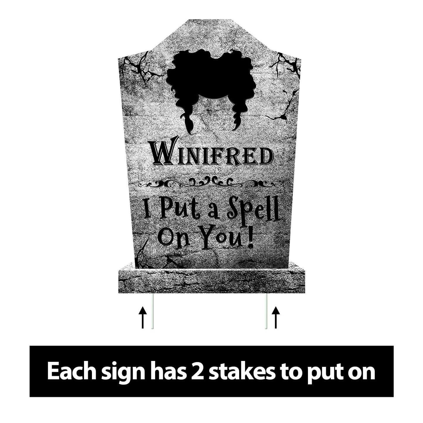 Halloween Decorations Outdoor Graveyard Tombstones:4 Pack Large Hocus-Pocus Yard Signs with Stakes, Outside Graveyard Decor Spooky RIP Headstones, Stone Texture Cemetery Props for Lawn Haunted House