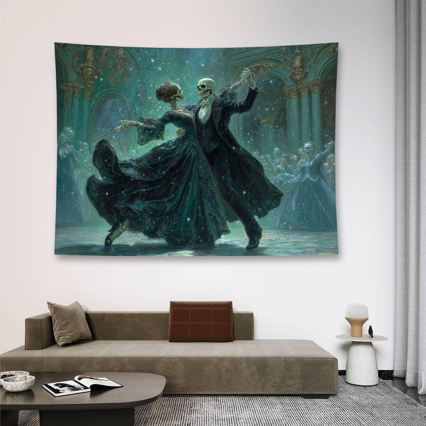 Liuzhouzai Romantic Skeleton Dancer Tapestry Wall Hanging Gothic Scary Personalized Background Living Room and Bedroom Wall Decoration 48 x 36 Inches