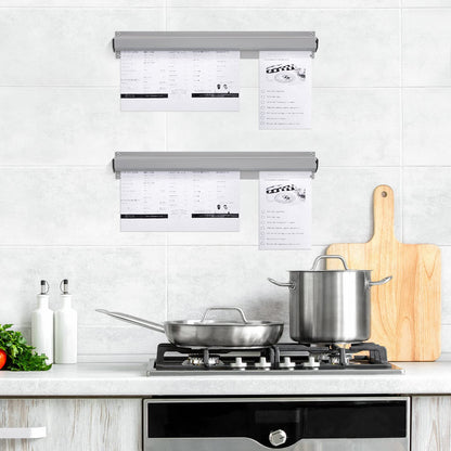 Henoyso 2 Pcs Restaurant Ticket Holder 16/18/24/28/30/32/40/44" Slide Check Rack Receipt Holder Aluminum Silver Order Ticket Rack for Commercial Kitchen Office Cafes Pubs Bar(18 Inch,No Slot)