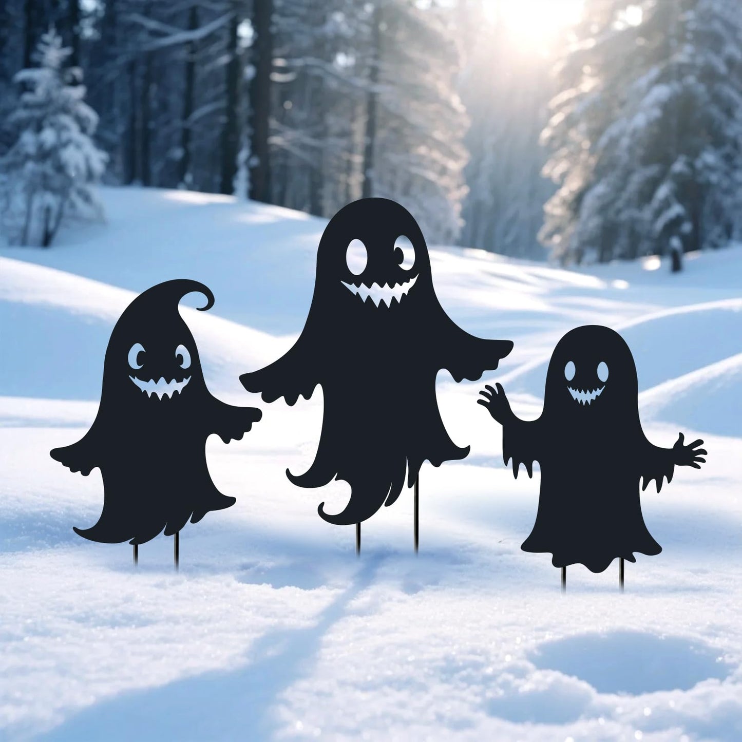 WACLSTDAY Ghost Metal Halloween Decorations Outdoor Garden Stakes, for Women/Men/Ghost Lovers,Black Silhouette Statues Yard Art, Lawn, Backyard, Patio, Pathway Decor