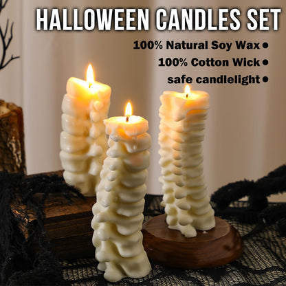Nuanchu 3 Pcs Spine Candles Set Halloween Spooky Candles Spine Goth Decor Halloween Table Centerpiece Novelty Votive Decoration with 3 Sizes Gothic Gift for Skeleton Lover Chiropractor Party