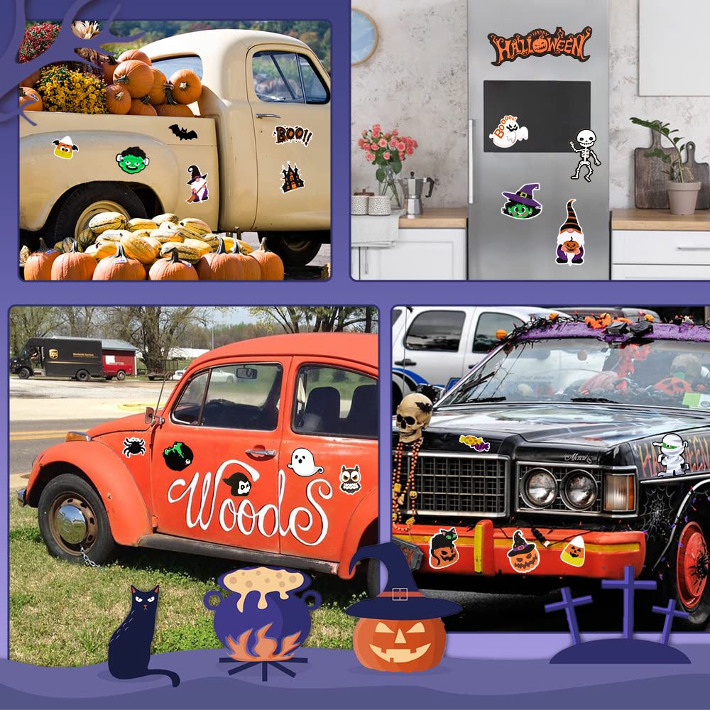 X1zuue 20Pcs Halloween Magnet Car Decorations Waterproof Trick or Treat Automotive Magnet Stickers Refrigerator Magnets Boo Pumpkin Ghost Candy Bat Home Decor Party Supplies for Cars