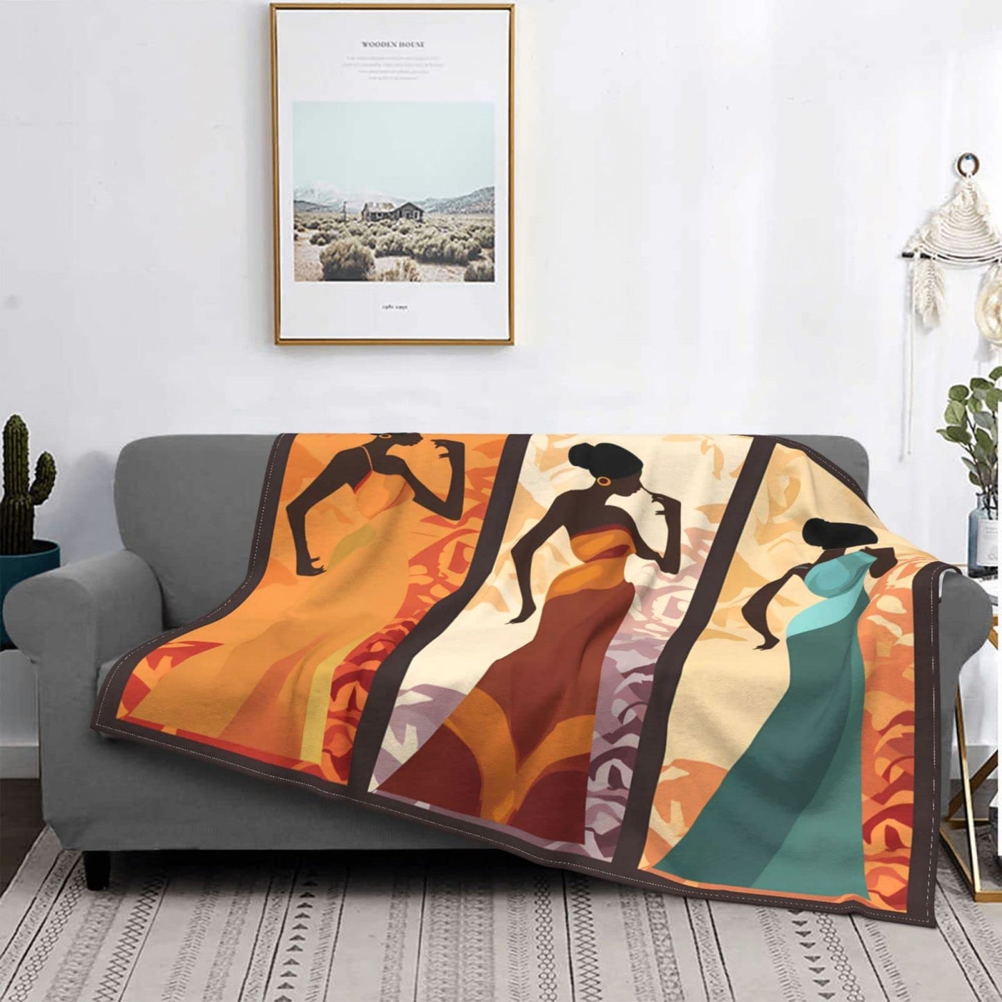 Mount Hour African American Women Black Girls Flannel Fleece Throw Blankets, Super Warm Soft Living Room Blanket All Season (50"x40")
