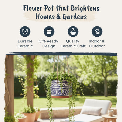 Blue Sky Ceramic Hanging Darlington 5'' Flower Pot