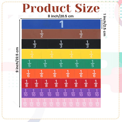 51 Pcs Magnetic Fraction Strips Montessori Math Manipulatives Magnetic Fraction Tiles for Math Learning Resources Educational Tool for in 3rd to 5th Elementary Curriculum