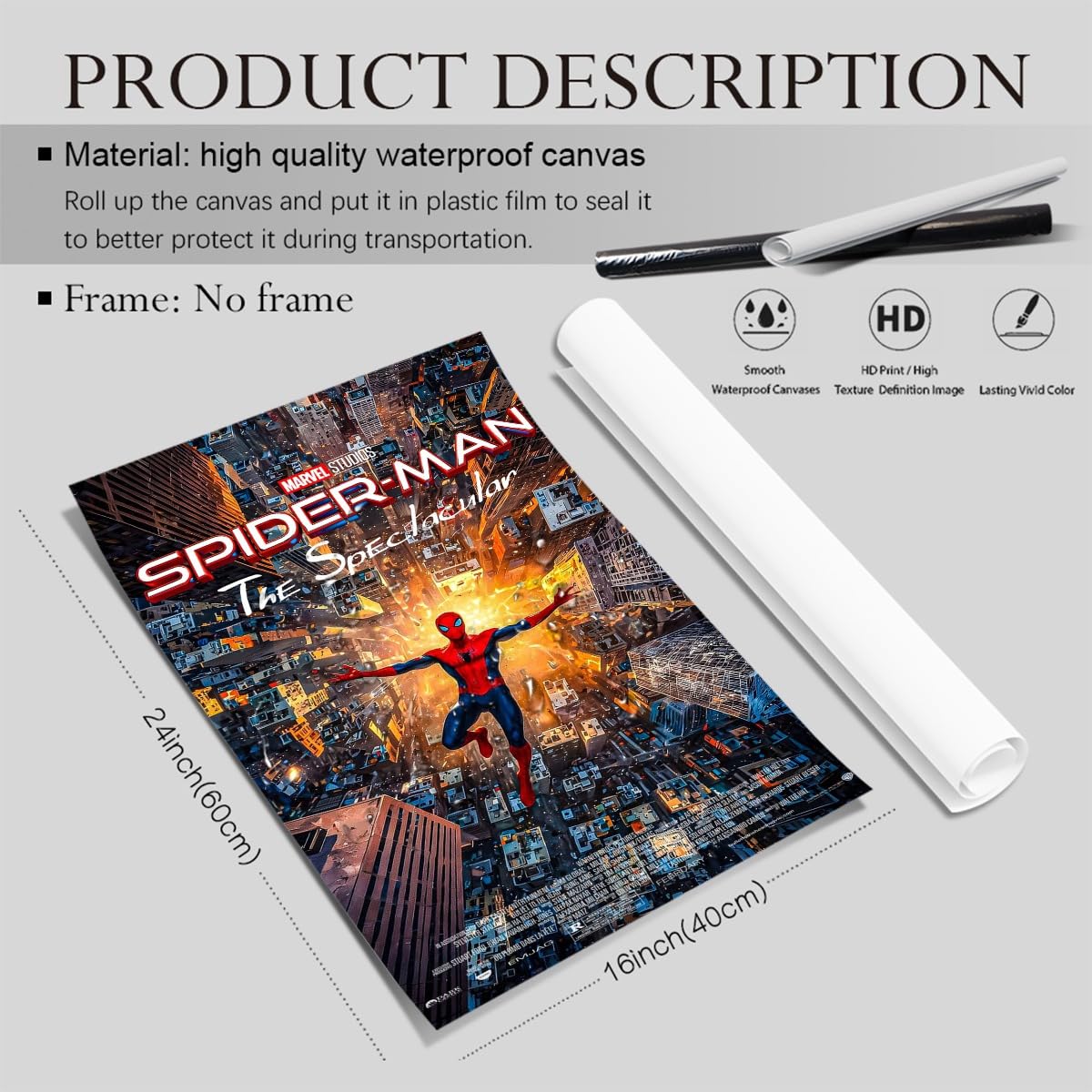COMOR MOVIE Spiderman Poster For Fans Kids Birthday Party Decorations Gitfs-Spider-Man Wall Art-Spiderman Wall Decor-Canvas Prints Picture For Teen Boy Girls Bedroom Decor