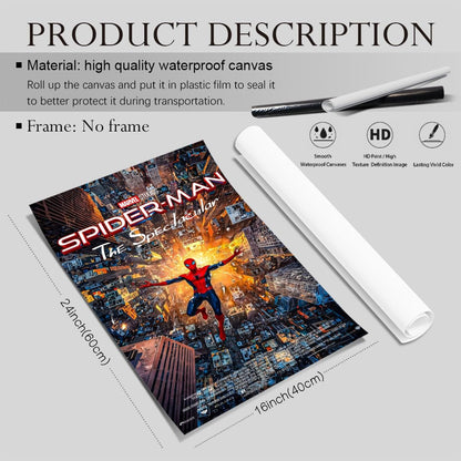 COMOR MOVIE Spiderman Poster For Fans Kids Birthday Party Decorations Gitfs-Spider-Man Wall Art-Spiderman Wall Decor-Canvas Prints Picture For Teen Boy Girls Bedroom Decor
