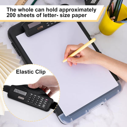 Geyoga 1 Pack Calculator Clipboard with Storage 14 x 10 x 2.6 Inches File Folder Plastic Storage Clipboard Letter Size File Folder with Low Profile Clip for School Classroom Office