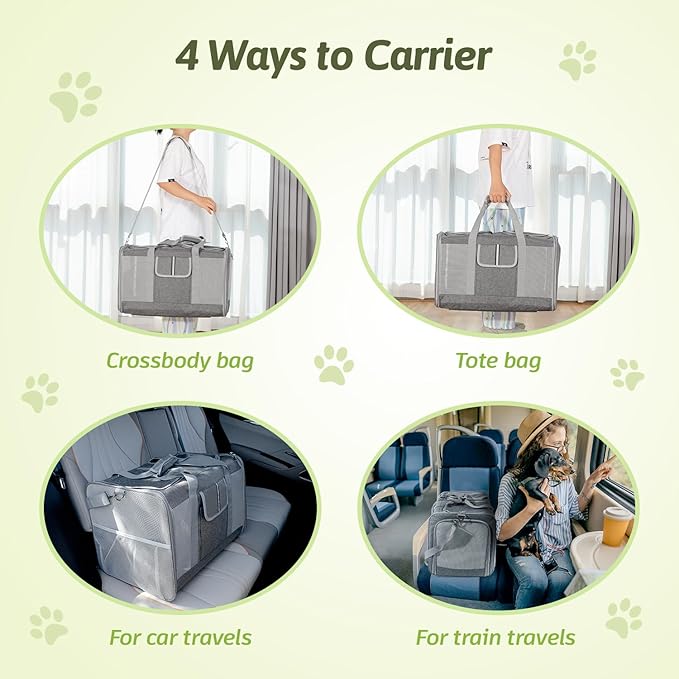 Sedioso Extra Large Cat Carrier for 2 Cats, 24x14x16in Pet Carriers for Cat and Dog Up to 40lbs, All-Sided Large Mesh Cat Carrier with Great Ventilation, Portable Soft Sided Pet Carriers for Traveling