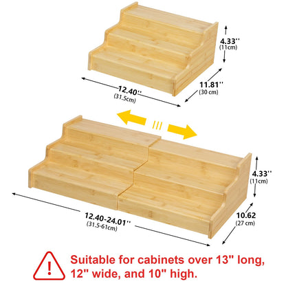Hongtamoya 3-Tier Expandable Bamboo Mug Holder For Countertop Coffee Cup Holder Display Mug Organizer Mug Rack for Coffee Bar Organizer Mug Shelf for Cabinet for Kitchen, Home
