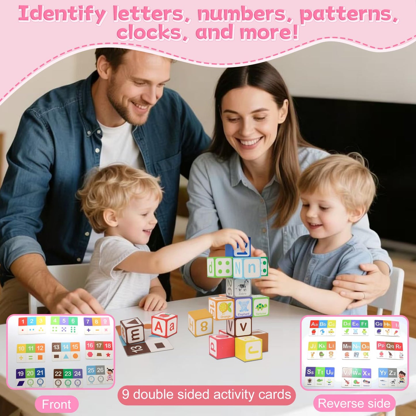 ElapseGlow Magnetic Alphabet Blocks for Toddlers 1-3, 26 PCS ABC & Number Stacking Blocks with 9 Learning Cards, Educational Montessori STEM Toys for Kids Ages 3+ ，MontessoriToys for Boys Girls Gifts