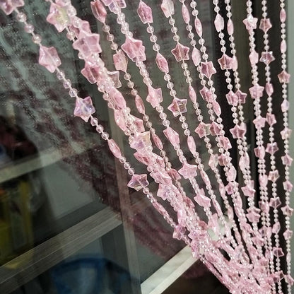 ave split Beaded Curtain Doorways Star Acrylic Hanging Door Beads String Curtains Tassel Room Divider Screen Decor for Doorway Window Living Room Wedding 049Star (Pink Star)