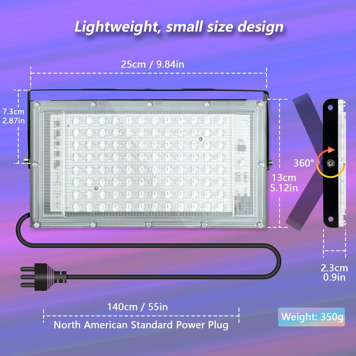 100W LED Black Light, Powerful UV Spotlight, IP66, 395nm UV Lamp for Christmas, Halloween Glow Party (1 Pack)