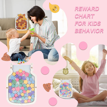 102 PCS Stars Reward Jar for Kids Large Reward Chart for Toddlers Reward System Behavior Chart for Kids Back to School 9.84" X 13" Incentive Jar for Boys Girls Class Students Behavior Management Tools