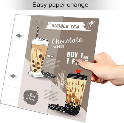 Qilery 12 Pcs 11 x 17 Inch Acrylic Sign Holder Clear Display Stand Frame Table Top Slant Back Plastic Sign Holder Flyer Document for Menu Workers Teachers Office School Desktop