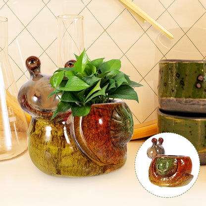 OFFSCH Snail Flowerpot Decorative Resin Planter 5.90X5.11X3.34In Indoor Outdoor Succulent Pot for Home Garden Balcony Tabletop Decor