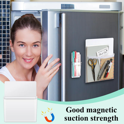 Henoyso 10 Packs Magnetic File Holder Set, Self-adhesive Magnetic File Holder for Recipe, Notes, Tools - Strong Magnet Backing for Fridge, Whiteboards, and Metal Surfaces ( 9.5 x 12 In, 2.4 x 6 In)