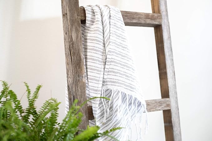 BarnwoodUSA Rustic Farmhouse Decorative Ladder - Our 5 ft Ladder can be Mounted Horizontally or Vertically and is Crafted from Upcycled Wood | No Assembly Required | Weathered Gray