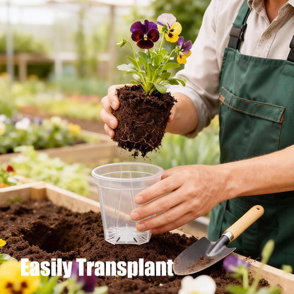 Olsury Clear Nursery Pots with Drainage: Stop Root Rot via Side-Bottom Vents & 1-Second Root Check - Heavy Duty Plastic Pots for Indoor Repotting, Orchids & Aroids (20 Pack with Saucers, 4-6 Inch)